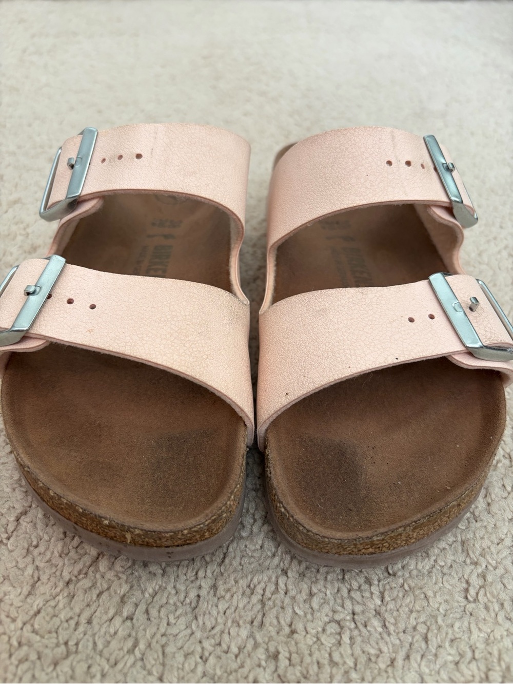 Birkenstock Pink Leather Arizona Soft Foot Slide Women's Size EU 38 US 7 - 7.5 - Picture 2 of 7
